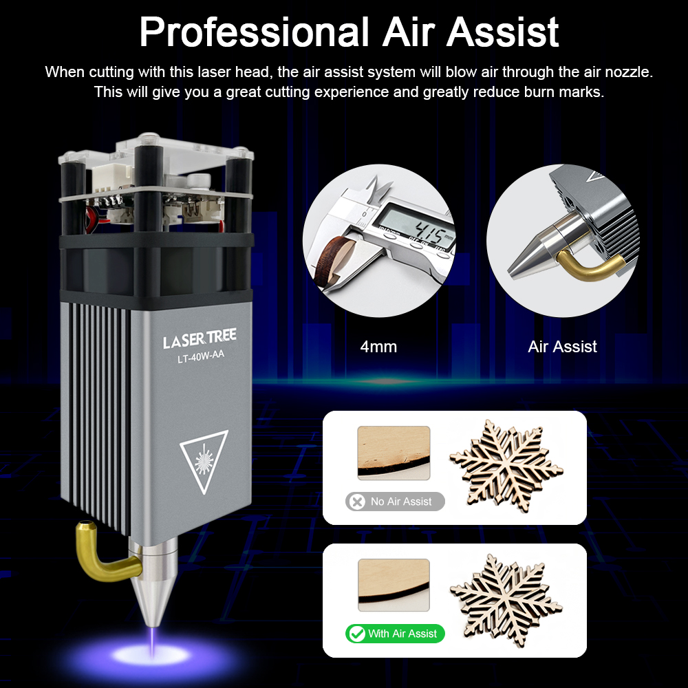 ต้นไม้เลเซอร์ 5W Air Assist หั - Industrial Laser Engraver บทวิจารณ์และราคา